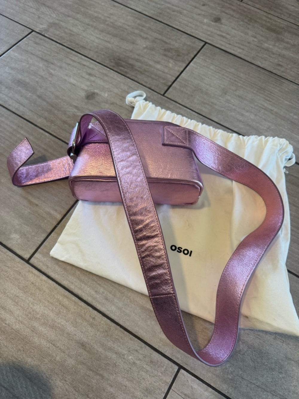 Osoi brot Crossbody bag Metallic Pink Leather - Picture 10 of 13